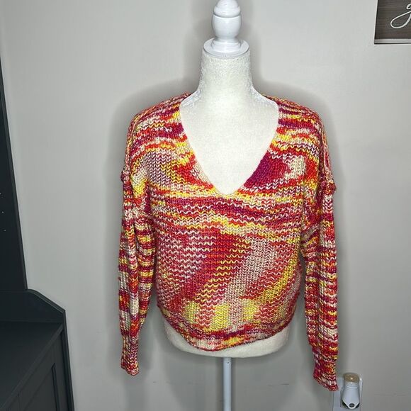 Anthropologie Flat Line Striped Savannah V-Neck Sweater size XS - Picture 7 of 11